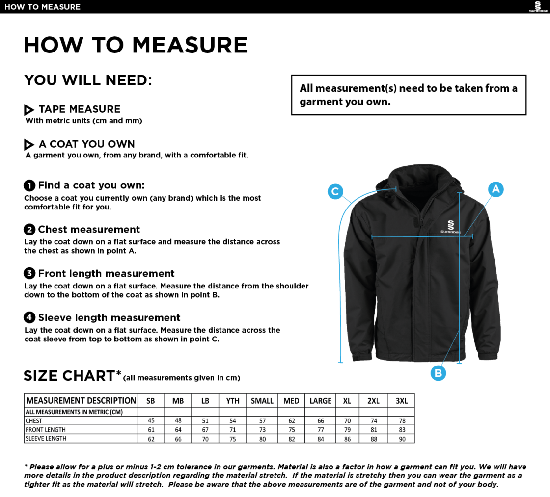 SOUTH AND CITY COLLEGE FLEECED LINE JACKET - Size Guide